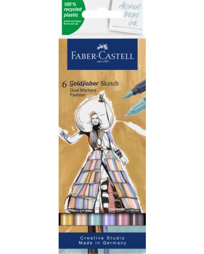 Set de markere Faber-Castell Goldfaber Sketch - Fashion, 6 culori - 1