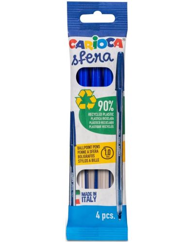 Set de 4 stilouri Carioca Sfera, albastru - 1
