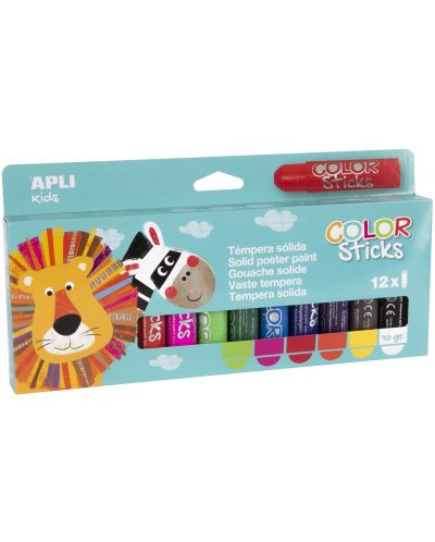 Set de creioane pentru desen APLI Kids - Baton de guache, 12 culori pastelate - 1