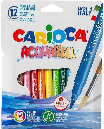 Set carioci cu pensula Carioca Acquarell - 12 culori - 1