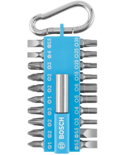 Set de biți cu carabinier Bosch - 21 piese, albastru deschis - 1