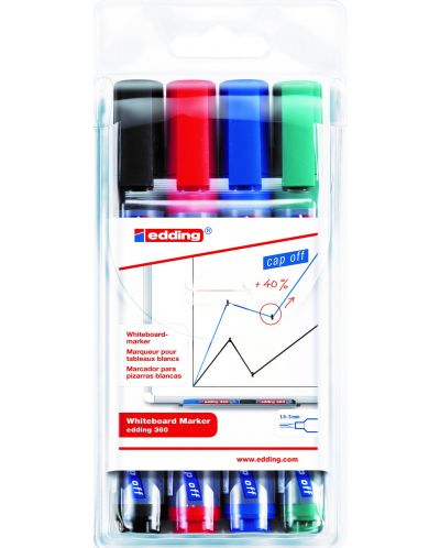 Set de markere pentru tablă albă Edding 360 - 4 culori - 1