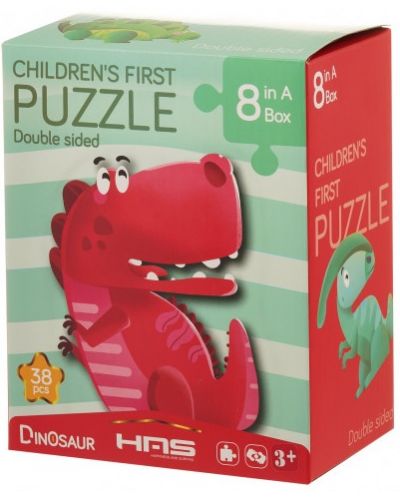 HAS - Set de puzzle cu dinozauri pentru copii, 8 tipuri - 3