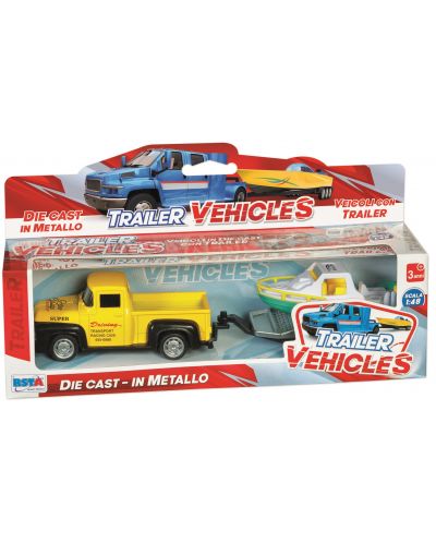 Set RS Toys - Camion retro cu barca sau rulota, 1:48, sortiment - 1