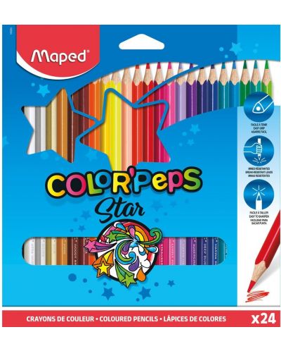 Set creioane colorate Maped Color Peps - Star, 24 culori - 1