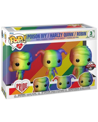 Set de figuri Funko POP! DC Comics: Batman - Poison Ivy, Harley Quinn, Robin (Rainbow) - 2