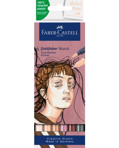 Set de markere Faber-Castell Goldfaber Sketch - Portrait, 6 culori - 1