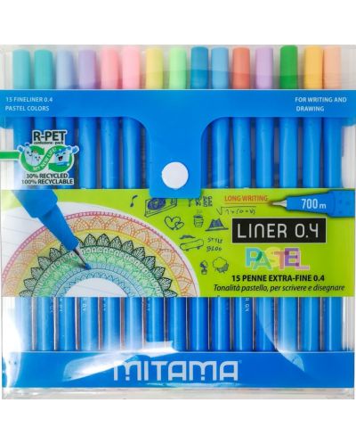 set fineliner Mitama - Pastel, 15 culori - 1