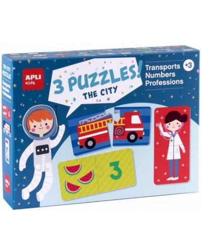 Set de 3 puzzle Apli - Cifre, Transport, Profesii - 1