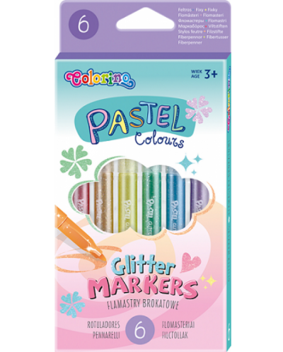 Set markere Colorino Pastel - 6 culori cu brocart - 1