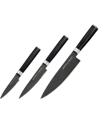 Set de 3 cuțite Samura - MO-V Stonewash, negre - 1