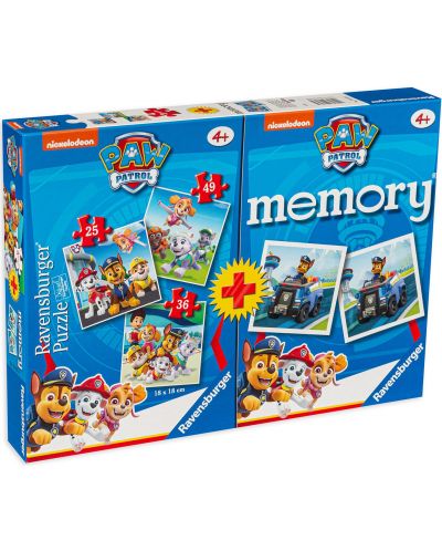 Set de 3 puzzle-uri si joc de memorie Ravensburger - Patrol Pes - 1