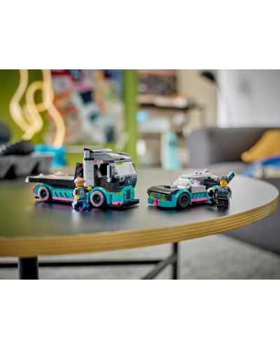 Constructor LEGO City - Mașină de curse și camion de transport auto (60406) - 10