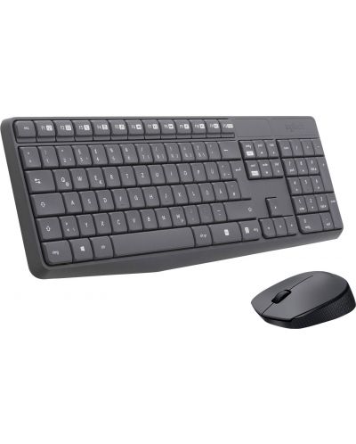 Set tastatura si mouse wireless Logitech - MK235, gri - 1
