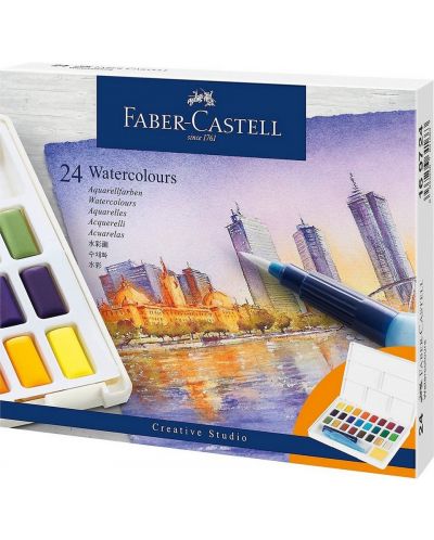 Set de vopsele de acuarelă Faber-Castell - 24 de culori, în cutie - 1