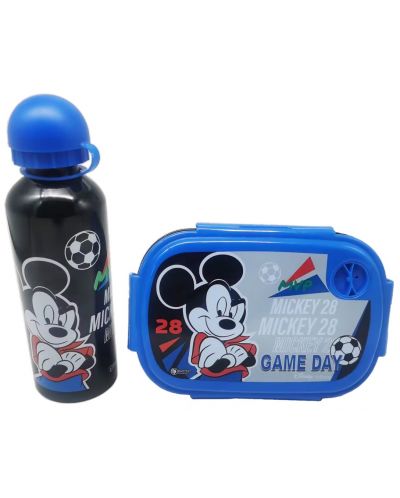 Set sticlă și cutie de mâncare Disney - Mickey Mouse, albastru - 3