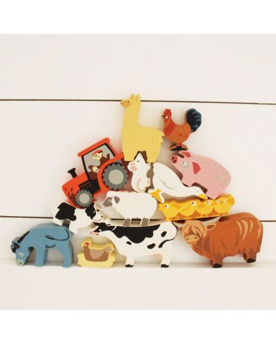 Set de figurine din lemn Tender Leaf Toys - Animale de fermă în stand - 2