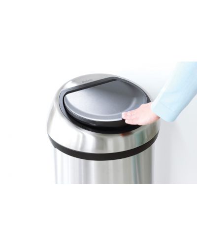 Coș de gunoi cu capac din plastic Brabantia - Touch Bin, 60 l, Brilliant Steel - 3