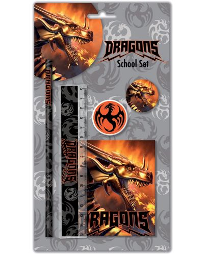 Set de materiale școlare Graffiti Dragons - 5 piese - 1