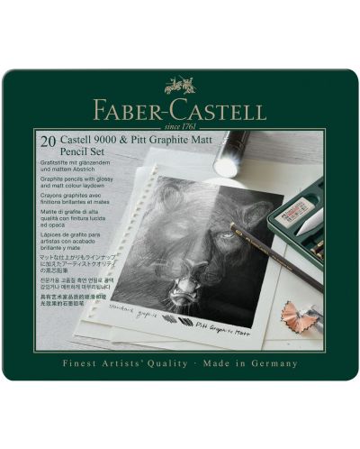 Set creioane grafit Faber-Castell Pitt & Castell 9000 - 20 buc - 1
