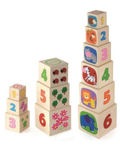 Set de cuburi Viga - Numere și animale - 1