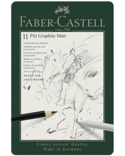 Set creioane grafit Faber-Castell Pitt - Mat, 11 piese - 1