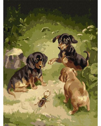 Set de pictură pe numere Ideyka - Jocuri de câini, 30 x 40 cm - 1