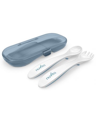 Set furculiță și lingură în cutie Nuvita - Powder Blue	 - 1