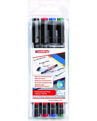 Set de markere permanente Edding 142 - M, 4 culori - 1