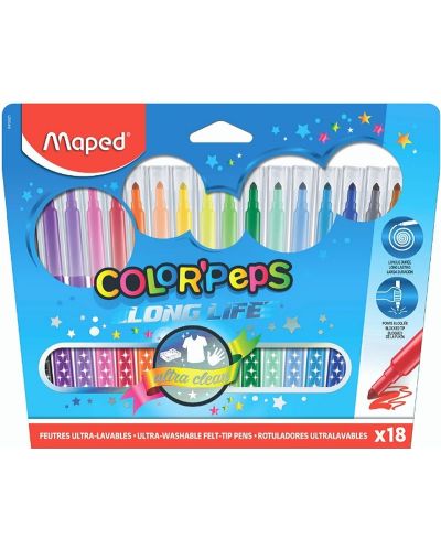 Set carioci Maped Color Peps - Long Life, 18 culori - 1
