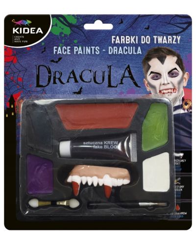 Set vopsele de fata si accesorii Kidea - Dracula, 6 culori - 1