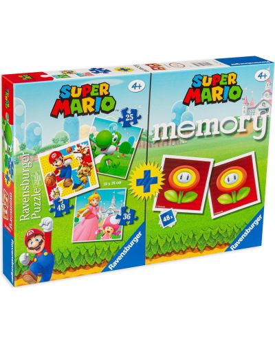 Set de 3 puzzle-uri si joc de memorie Ravensburger - Super Mario  - 1