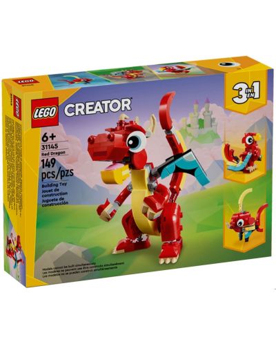 Constructor LEGO Creator 3 în 1 - Dragon roșu (31145) - 1