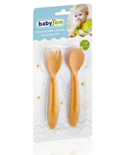 BabyJem set furculiță și lingură - Galben - 2