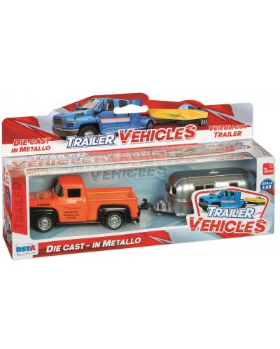 Set RS Toys - Camion retro cu barca sau rulota, 1:48, sortiment - 2