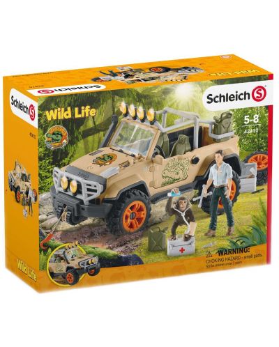 Set figurine  Schleich Wild Life - Automobil 4x4, cu troliu - 3