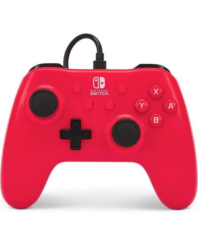 Controller PowerA - Enhanced, cu fir, pentru Nintendo Switch, Raspberry Red - 1