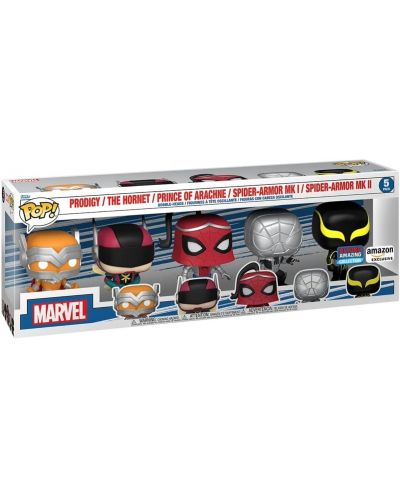 Un set de figuri Funko POP! Marvel: Spider-Man - Prodigy, The Hornet, Prince of Arachne, Spider-Armor MK I, Spider-Armor MK II (Amazon Exclusive) - 2