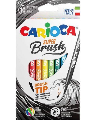Set carioci cu pensula Carioca Super Brush - 10 culori - 1