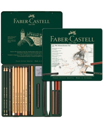 Set de creioane Faber-Castell Pitt Monochrome - 21 de bucăți, în cutie metalică - 2