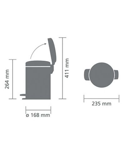 Coș de gunoi Brabantia - NewIcon, 3 l, Matt Steel - 7
