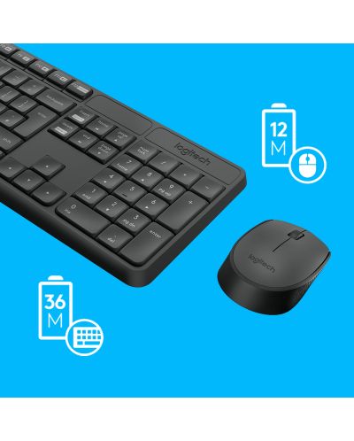 Set mouse  wireless si tastaturaLogitech - MK235, 2.4GHZ,  negru - 3
