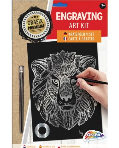 Kit de răzuit Grafix Premium - Lion, A4, argintiu - 1