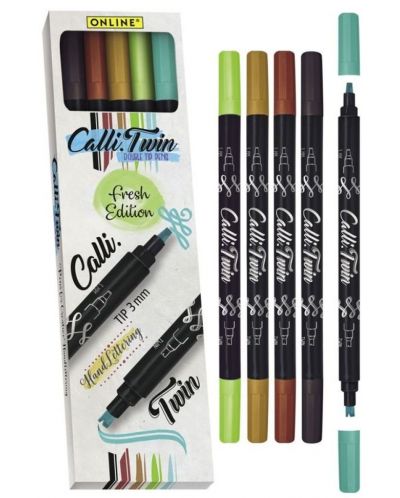 Set de markere Online Calli Twin - 5 culori, in cutie de carton - 1