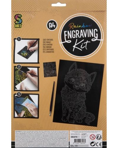 Grafix Premium Scratching Kit - Pisică, A4, argintiu - 2