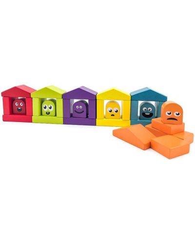 Set cubulete din lemn Cubika - Casute colorate - 1