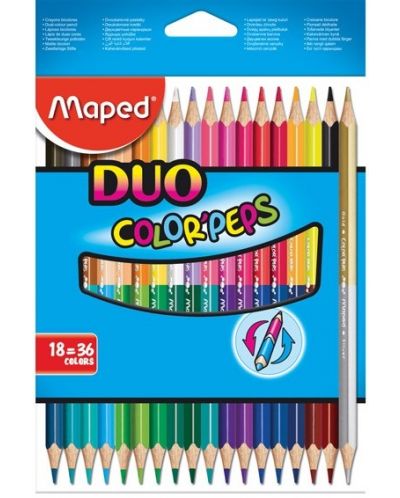 Set creioane colorate Maped Color Peps - Duo, 18 bucati, 36 culori - 1