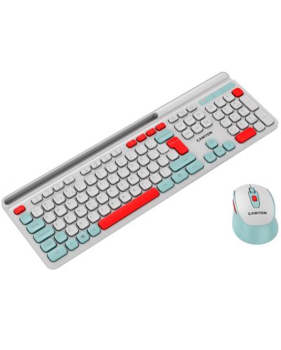 Kit mouse și tastatură  Canyon - CNS-HSETW5WT, wireless, alb - 6