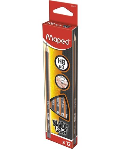 Set creioane Maped Black'Peps - HB, 12 bucati - 1