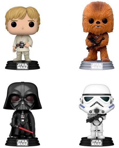 Set de cifre Funko POP! Movies: Star Wars - Luke Skywalker, Chewbacca, Darth Vader & Stormtrooper (Flocked) (Special Edition) - 1